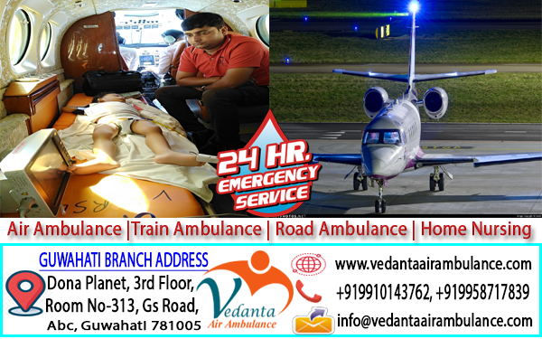 Vedanta Air Ambulance in Guwahati Indore